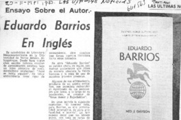 Ensayo sobre el autor: Eduardo barrios en inglés  [artículo]