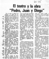 El teatro y la obra "Pedro, Juan y Diego"