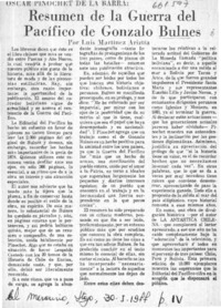 Resumen de la Guerra del Pacífico de Gonzalo Bulnes