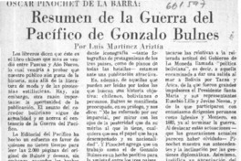 Resumen de la Guerra del Pacífico de Gonzalo Bulnes
