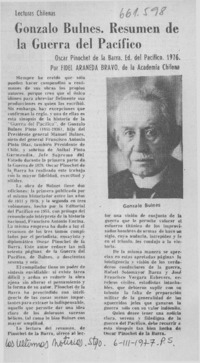 Gonzalo Bulnes, resumen de la Guerra del Pacífico  [artículo] Fidel Araneda Bravo.