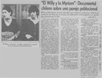 "El Willy y la Myriam", documental chileno sobre una pareja poblacional.
