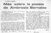 Más sobre la poesía de Ambrosio Bernales  [artículo] P. Vega G.
