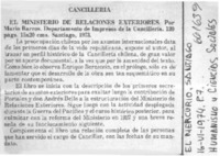 El Ministerio de Relaciones Exteriores.