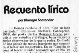 Recuento lírico  [artículo] Almagro Santander.