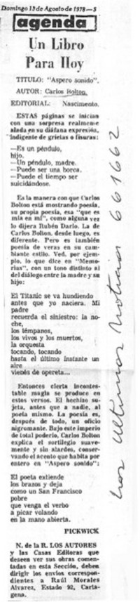 Aspero sonido  [artículo] Pickwick.