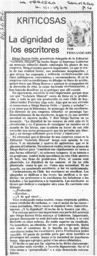 La dignidad de los escritores  [artículo] Fernando Kri.