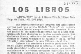 Ahí va esa"  [artículo] Alberto Arraño Acevedo.