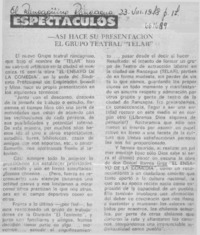 Así hace su presentación el grupo teatral "Telar".  [artículo]