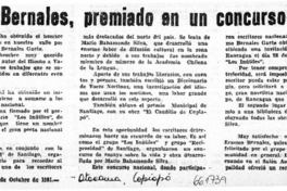 Erasmo Bernales, premiado en un concurso literario.  [artículo]