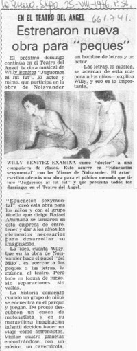 Estrenaron nueva obra para "peques".  [artículo]