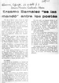 Erasmo Bernales "se las mandó" entre los poetas.  [artículo]