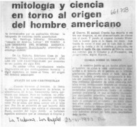Mitología y ciencia en torno al origen del hombre americano.  [artículo]