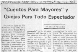 Cuentos para mayores" y quejas para todo espectador  [artículo] Luis Manuel Fernández.