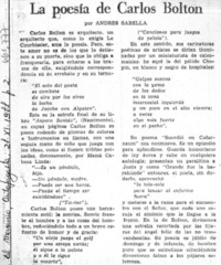 La poesía de Carlos Bolton  [artículo] Andrés Sabella.