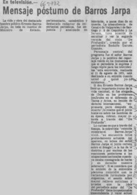 Mensaje póstumo de Barros Jarpa.  [artículo]