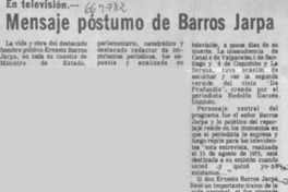 Mensaje póstumo de Barros Jarpa.  [artículo]