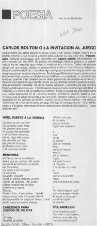 Carlos Bolton o la invitación al juego  [artículo] Jaime Quezada.