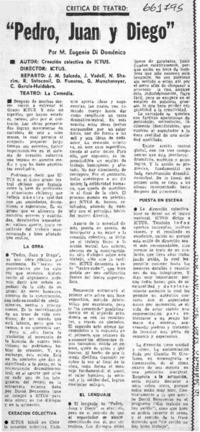 Pedro, Juan y Diego"  [artículo] M. Eugenia Di Doménico.