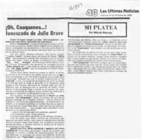 Oh, Cauquenes...! lonescada de Julio Bravo  [artículo] Wilfredo Mayorga.