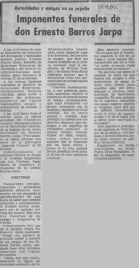 Imponentes funerales de don Ernesto Barros Jarpa.  [artículo]