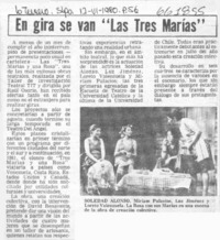 En gira se van "Las tres Marías".  [artículo]
