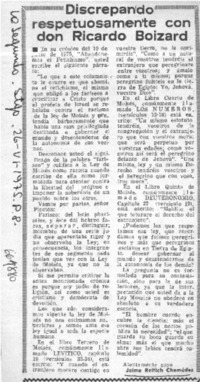 Discrepando respetuaosamente con don Ricardo Boizard  [artículo] Jaime Reitich Chamúdez.