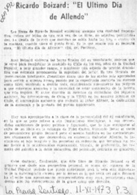 Ricardo Boizard: "El ultimo día de Allende".  [artículo]