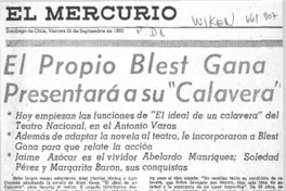 El propio Blest Gana presentará a su "Calavera".  [artículo]