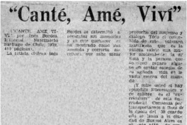 Canté, amé, viví"