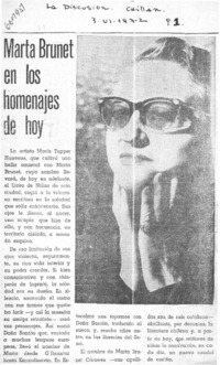 Marta Brunet en los homenajes de hoy.  [artículo]