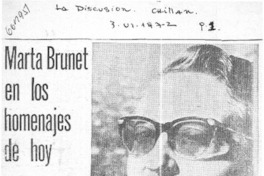 Marta Brunet en los homenajes de hoy.  [artículo]
