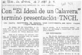 Con "El ideal de un calavera" terminó presentación TNCH  [artículo] IRA