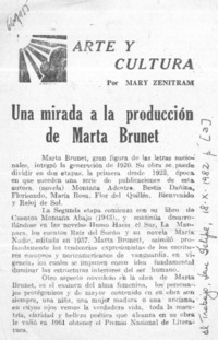Una mirada a la producción de Marta Brunet  [artículo] Mary Zenitram.