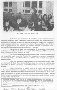 Myriam Bustos Arratia.  [artículo]