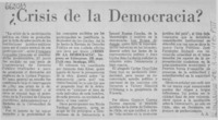 Crisis de la democracia?  [artículo] A.A.