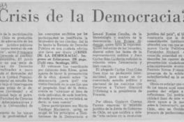 Crisis de la democracia?  [artículo] A.A.