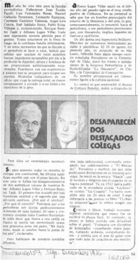 Desaparecén dos destacados colegas.  [artículo]