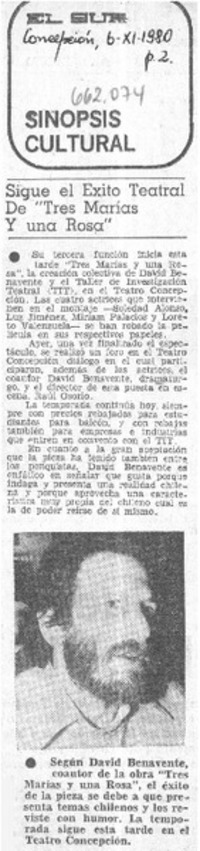 Sigue el exito teatral de "Tres Marías y una Rosa".  [artículo]