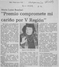 Premio compromete mi cariño por V Región".  [artículo]