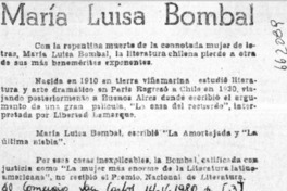 María Luisa Bombal.  [artículo]