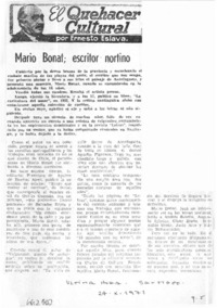 Mario Bonat; escritor nortino  [artículo] Ernesto Eslava.