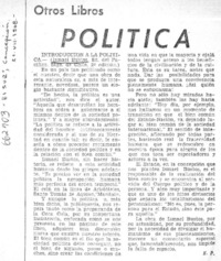 Introducción a la política  [artículo] E. P.