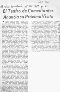 El teatro de comediantes anuncia su próxima visita.  [artículo]