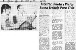 Escritor, poeta y pintor busca trabajo para vivir.  [artículo]