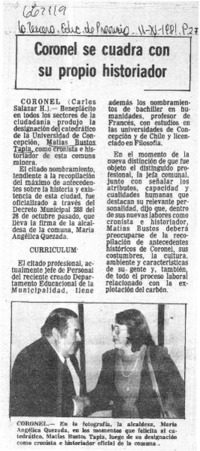 Coronel se cuadra con su propio historiador.  [artículo]