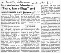Se presentará en Valparaíso "Pedro, Juan y Diego" será reestrenada este jueves.  [artículo]