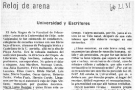 Universidad y escritores  [artículo] Sara Vial.