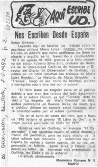 Nos escriben desde España.  [artículo]