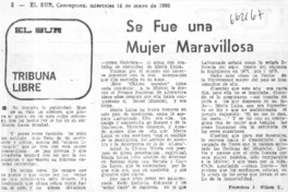 Se fué una mujer maravillosa  [artículo] Francisco J. Wison U.
